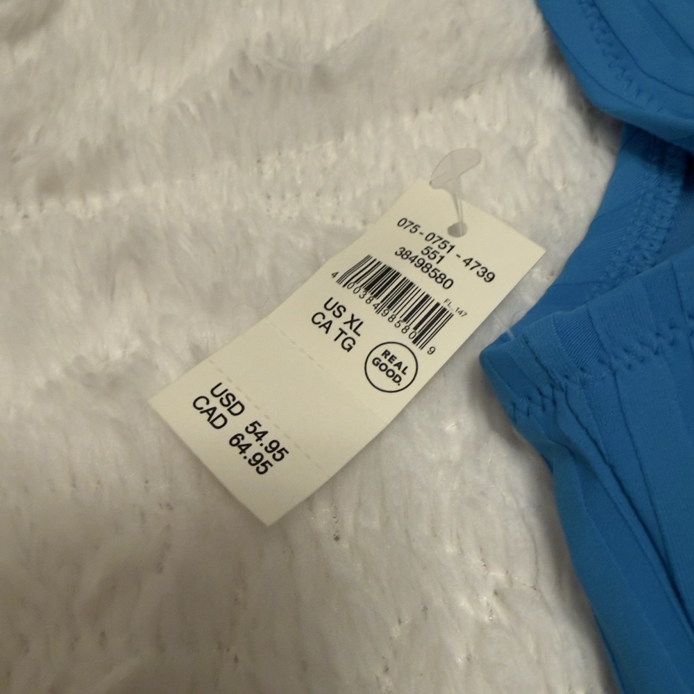 NEW Aerie Wide Rib Cut Out One Shoulder Ring One Piece Swimsuit Sz XL Elite Blue - Picture 8 of 8